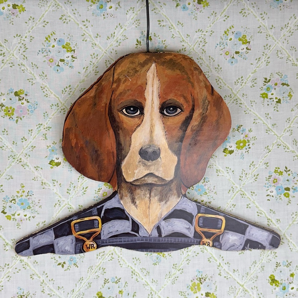 Vintage Annie Rhinehart Stupell Wooden Beagle Dog Clothes Hanger